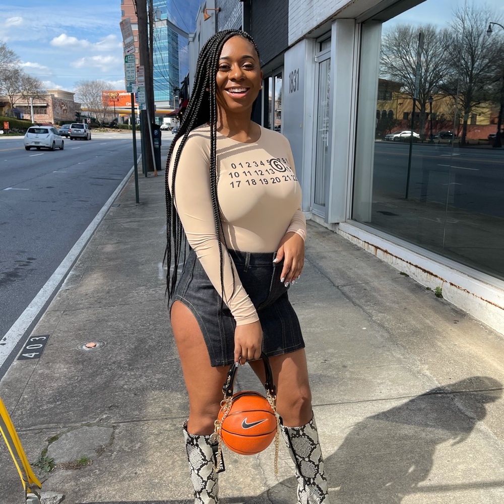 FENTY denim corset mini skirt
